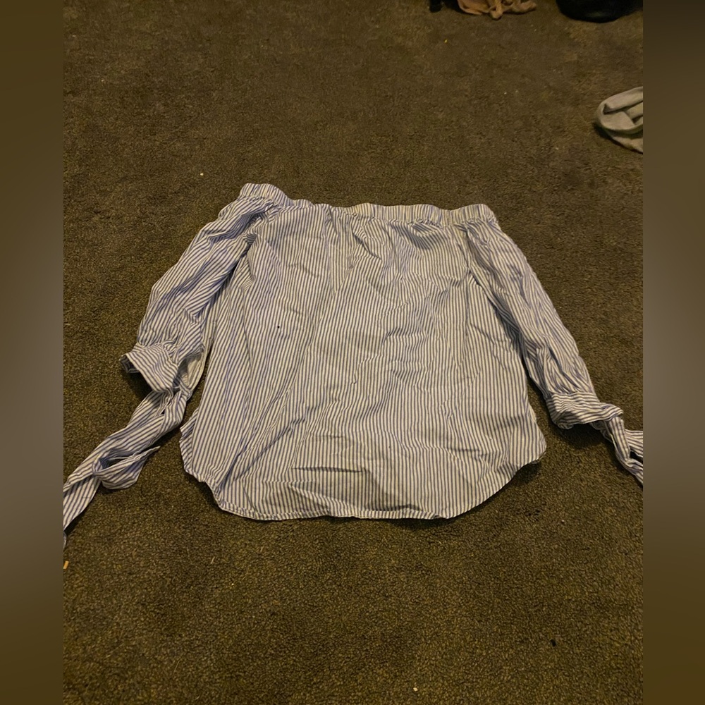 blue and white striped shirt